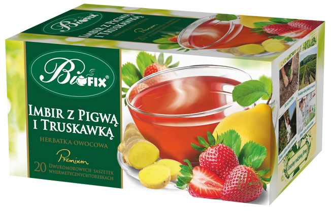 Premium Ginger with quince and strawberry Fruit tea in tea bags