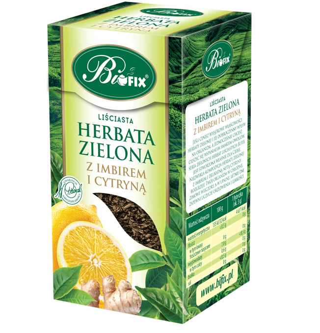 Herbata zielona liściasta z imbirem i cytryną